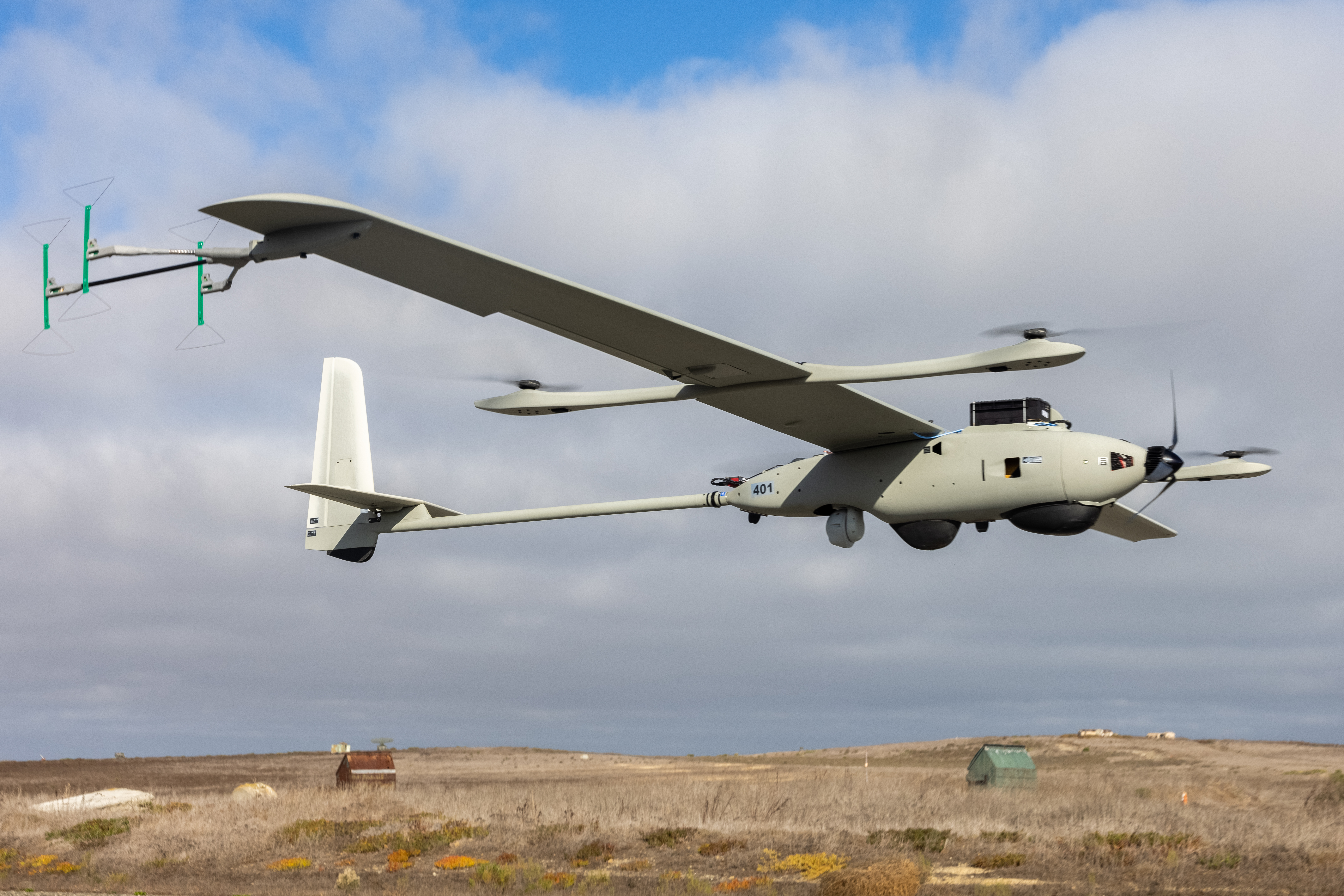 This is an image of an unmanned aerial system taking off from San Clemente Island.